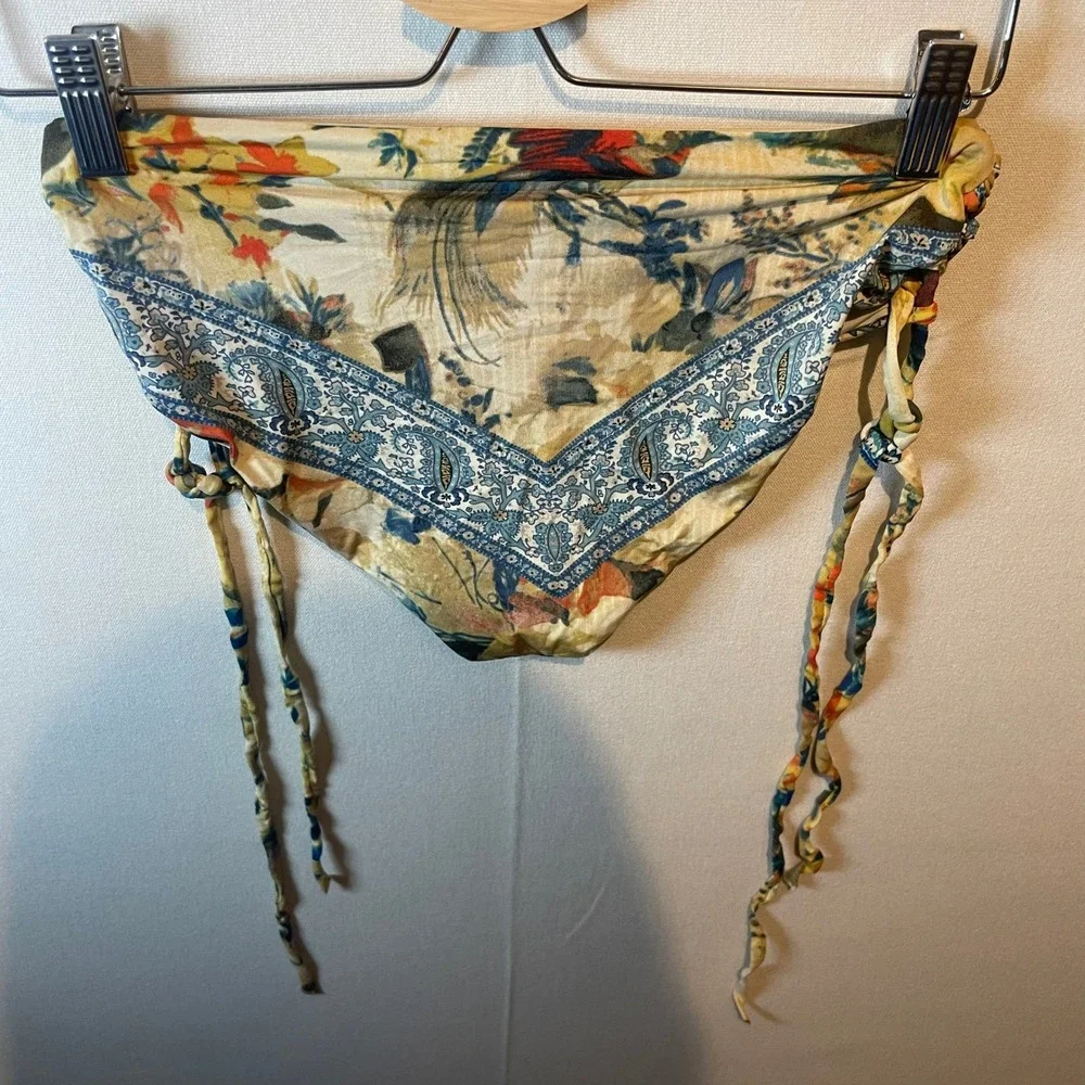 WET by Beach Rays Floral Print Bikini Bottoms Tie‎ Sides Ruched Waist - Size S